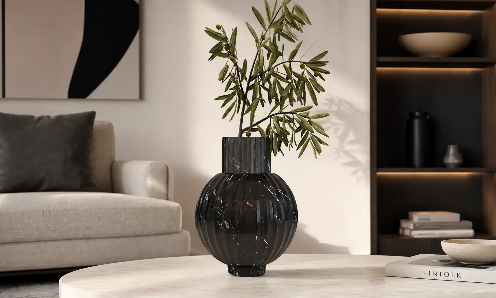 Black Marble Vase